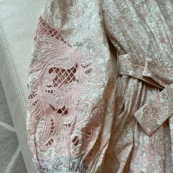 MAJE embroidered hollow out slimming dress